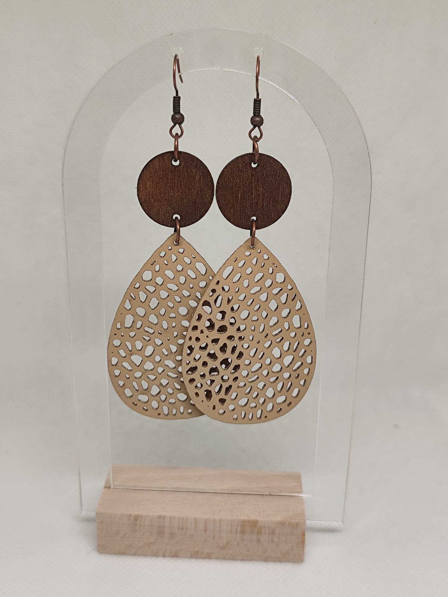 Boho κρεμαστά σκουλαρίκια ξύλινα