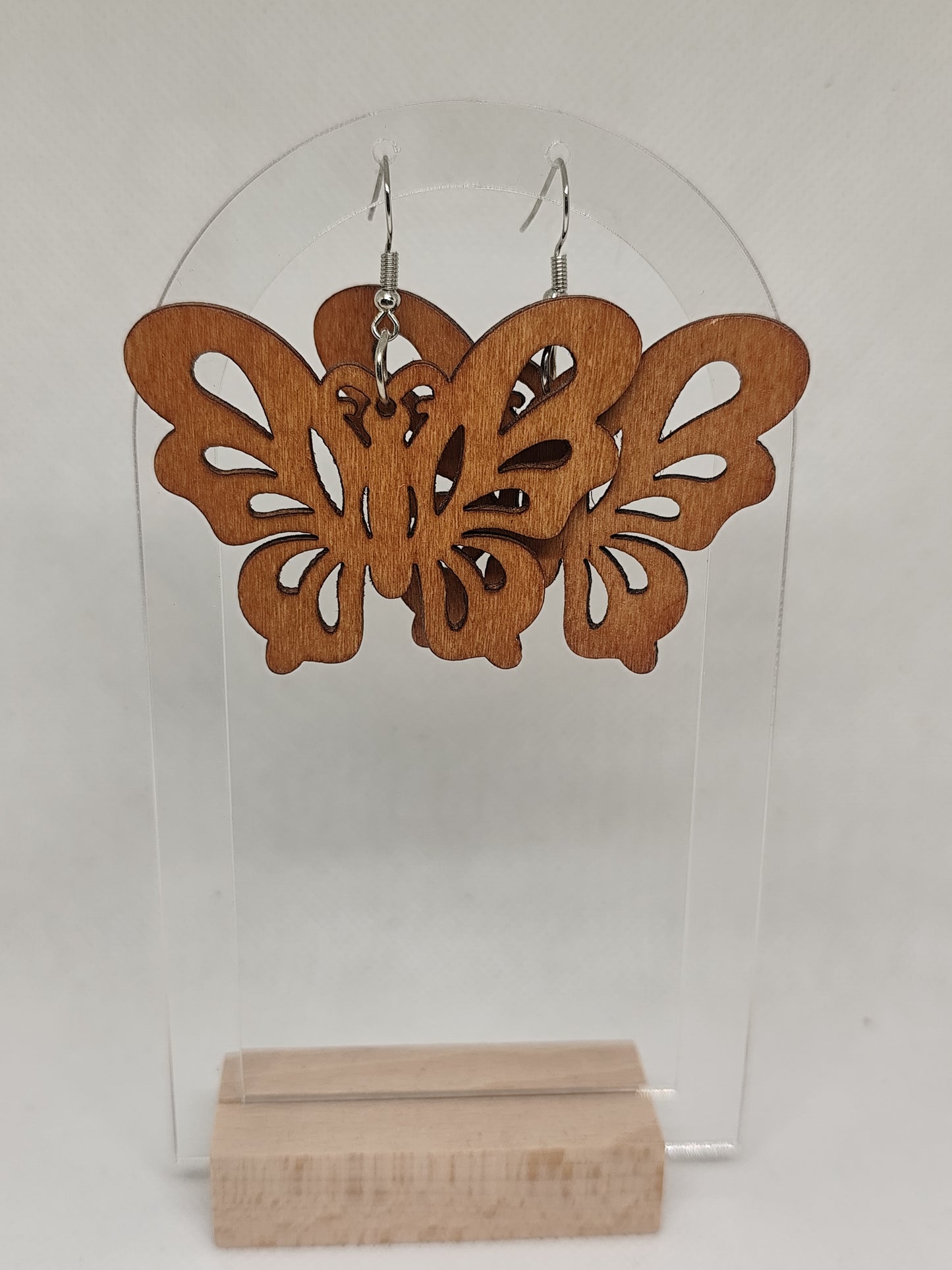 Σκουλαρίκια ξύλινα Πεταλούδες